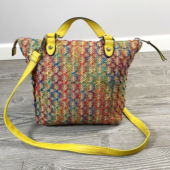 Vintage Juicy Couture Crossbody Purse Woven Straw Rainbow Stitch Hobo Crossbody - Picture 2 of 11